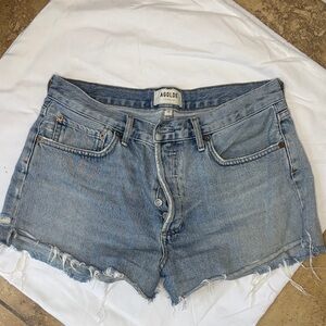 Agolde Denim Cutoff Shorts in Light Blue